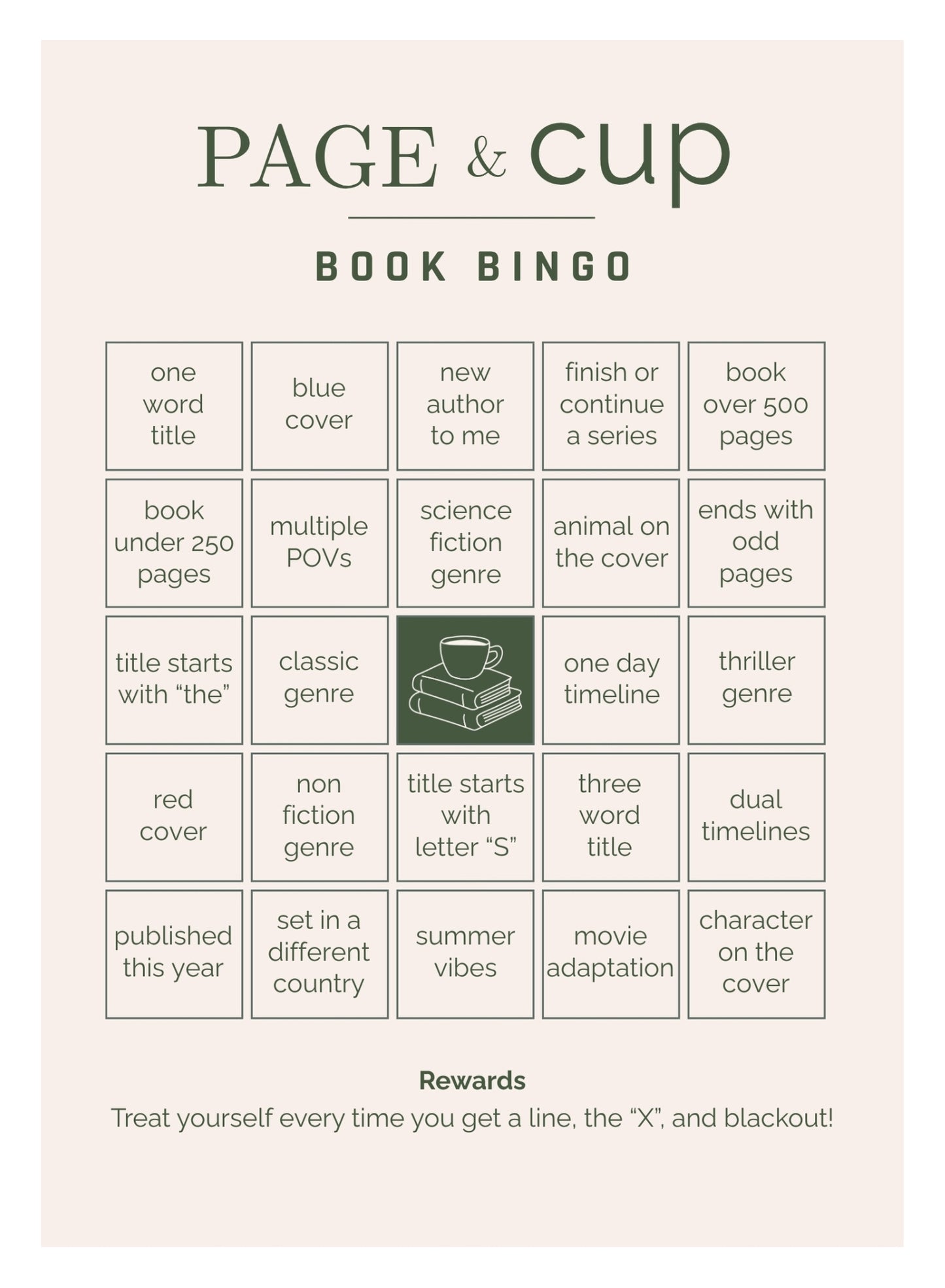 Book Bingo Card