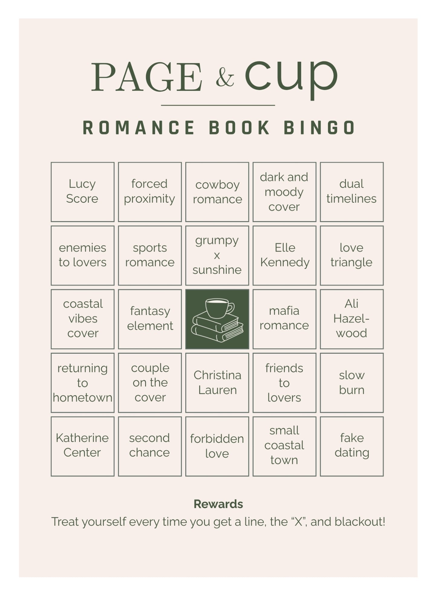 Romance Bingo Card